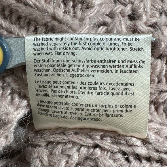 Numph Sweater Womens Medium Dusty Rose Taupe Chunky Knit Cardigan Alpaca Cozy - Picture 10 of 10